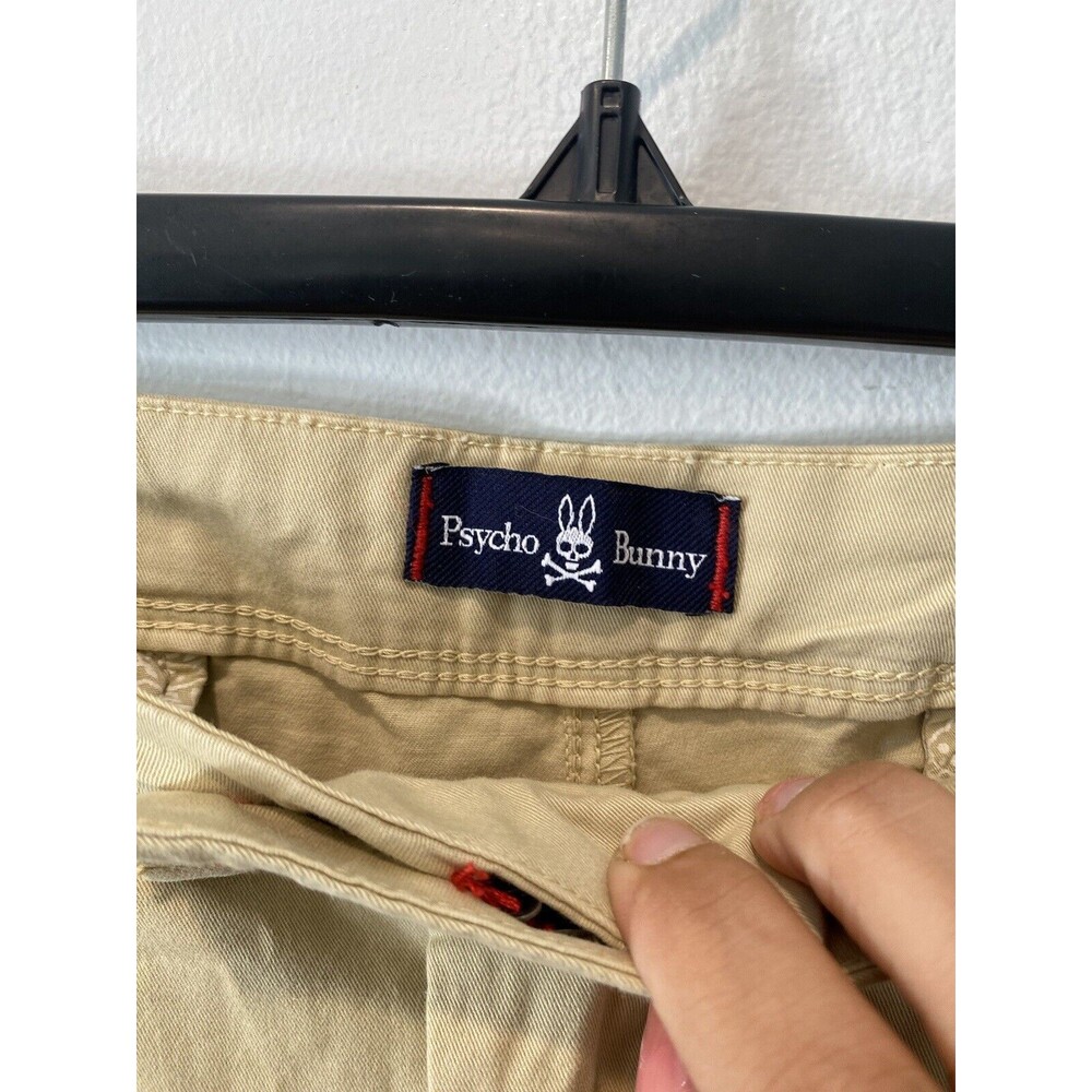 Psycho Bunny Isles Embroidered Adjustable Waist Shorts Mens Sz 38 Khakis - Picture 3 of 7